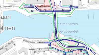 Karttakuva Hakaniemen liikennejärjestelyistä