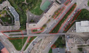 Kuvaan on merkitty kaadettavat puut