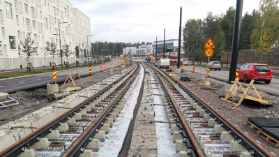 Laajasalontien kiskotyömaa