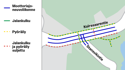 Liikennejärjestelyt kartalla